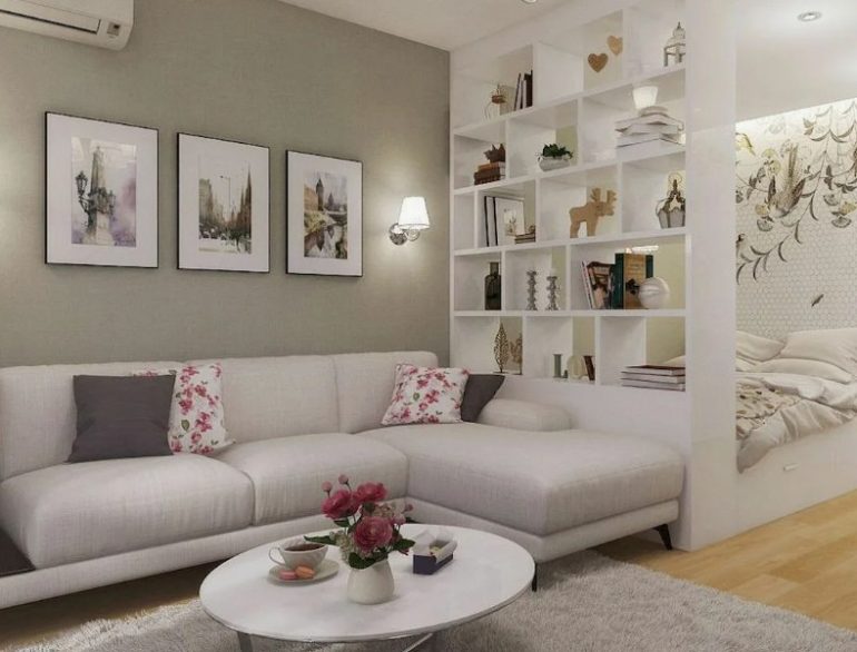 Недорогой дизайн гостиной спальни фото